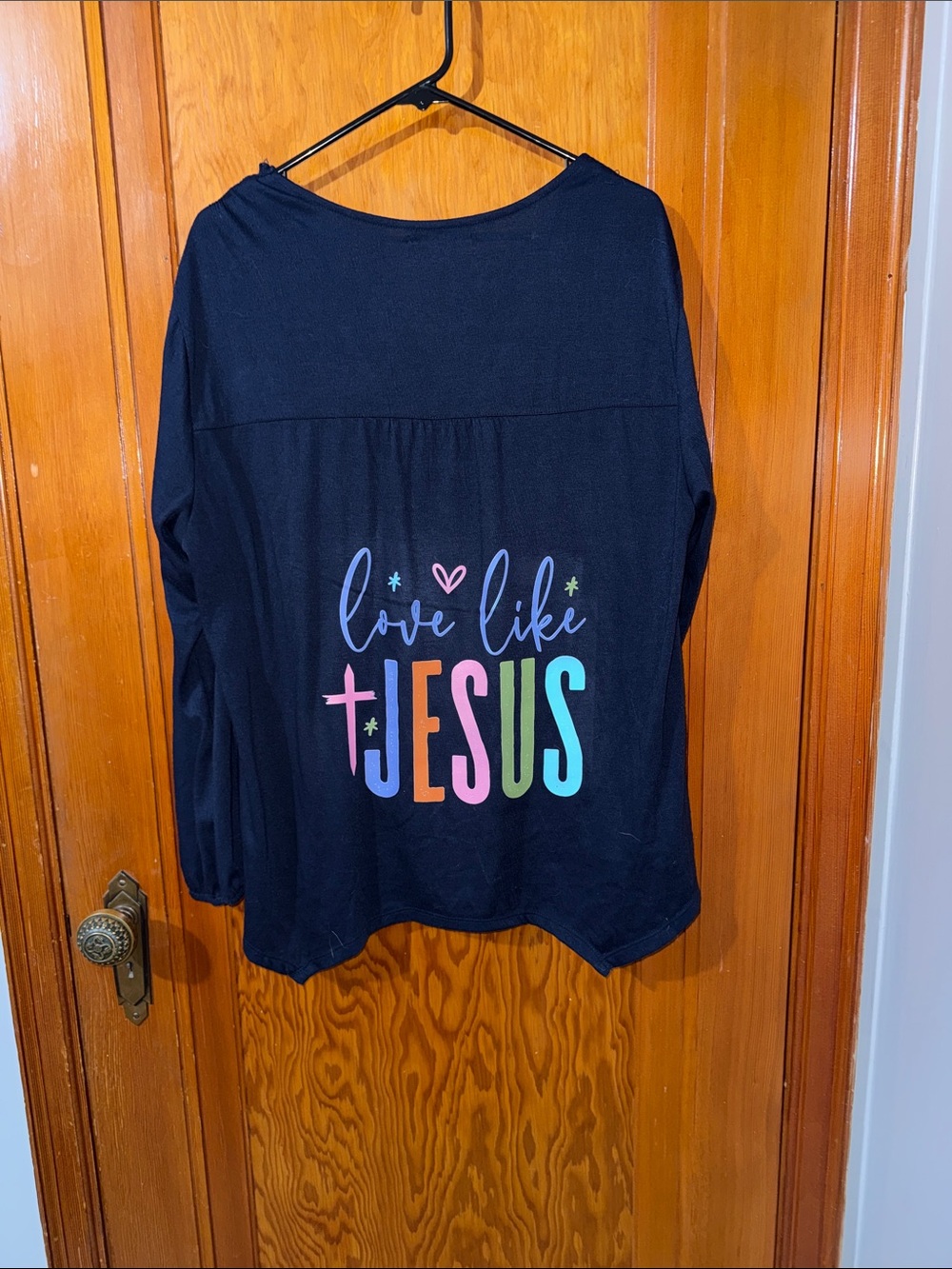 John Paul Richard Black Long-Sleeve Top - 'Love Like Jesus' Graphic